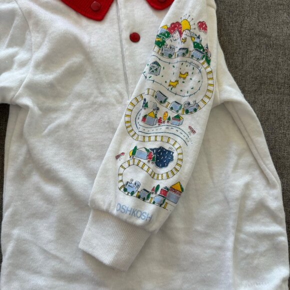 Vintage OshKosh B’Gosh Trains Vestbak Overalls Outfit Size 6-9M - Picture 11 of 13